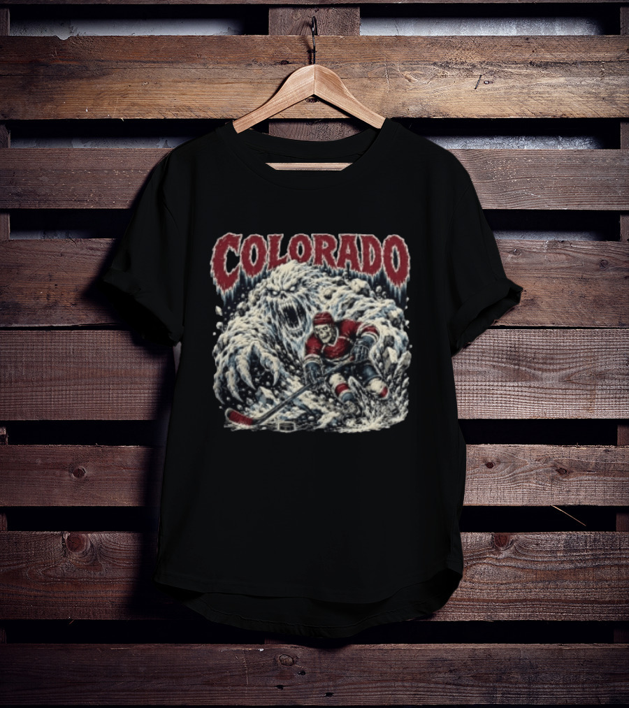 Colorado Avalanche Hockey Skeleton Player Ice Monster Chase T-Shirt