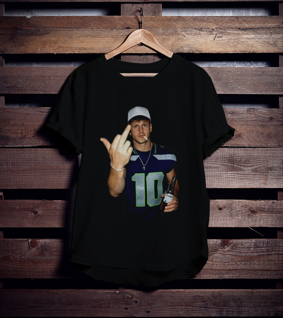 Seattle Seahawks Cooper Kupp Smoking Beer Gesture Iconic Football T-Shirt