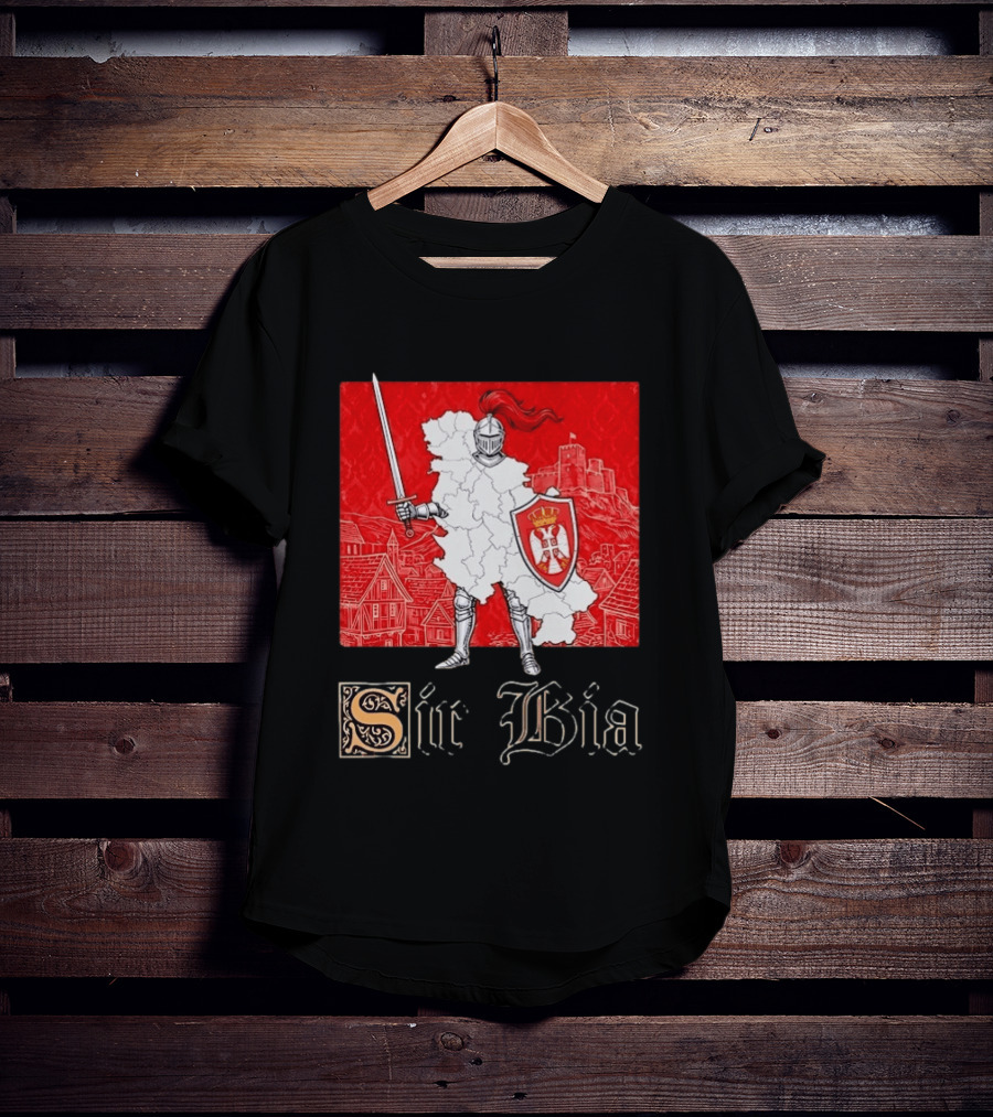 Sir Bia Knight Of Serbia Map Serbian Pride Shield Armor Heritage T-Shirt