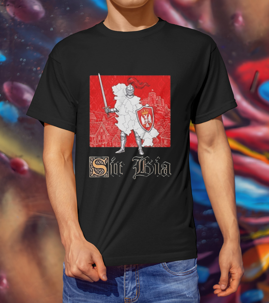 Sir Bia Knight Of Serbia Map Serbian Pride Shield Armor Heritage T-Shirt