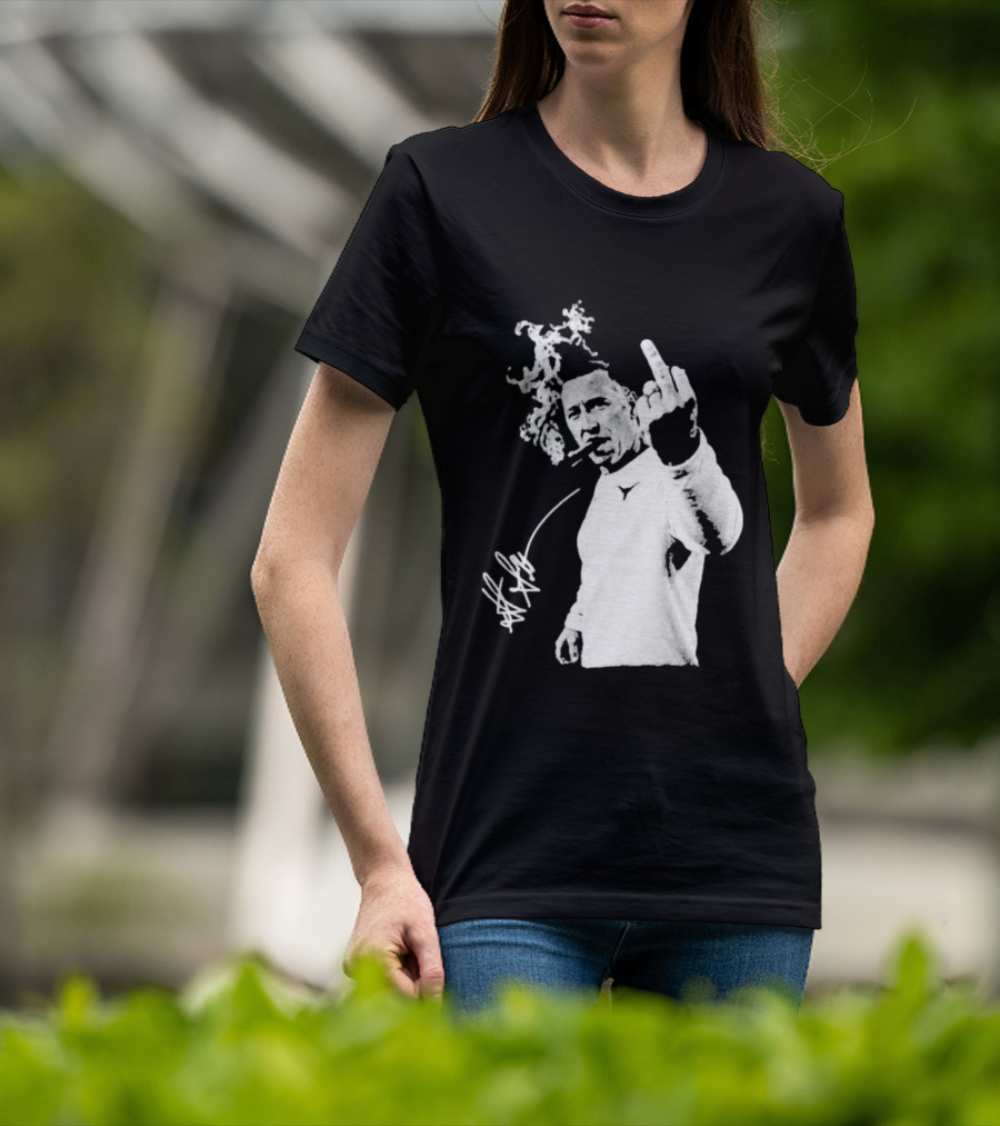Steve Sarkisian Gesture Smoking Cigar Signature T-Shirt