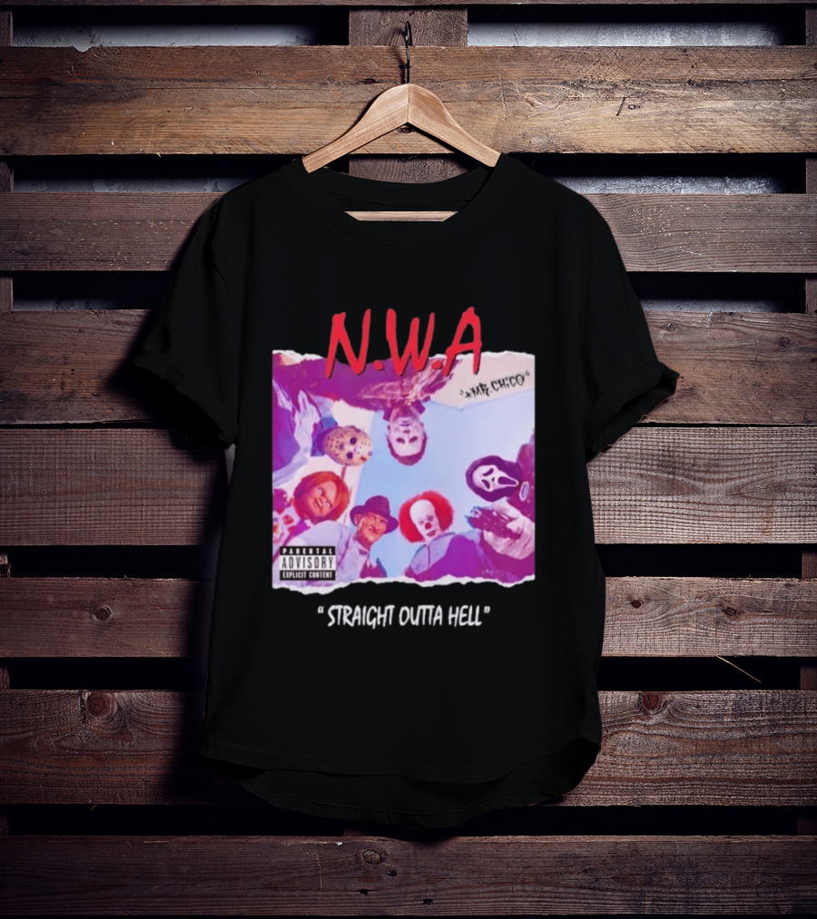 N.W.A Straight Outta Hell Horror Movie Character Mashup T-Shirt