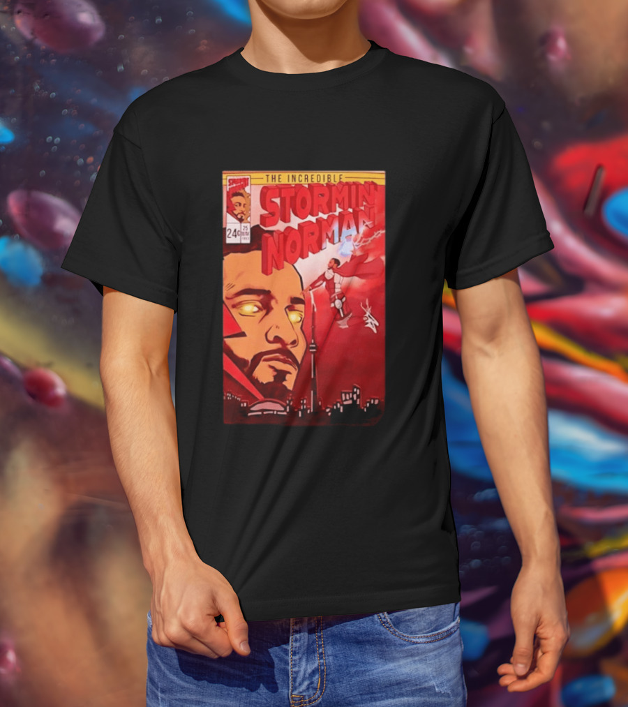 The Incredible Stormin Norman Comic Book Flying Superhero Cityscape 25 Cent Issue 24 T-Shirt