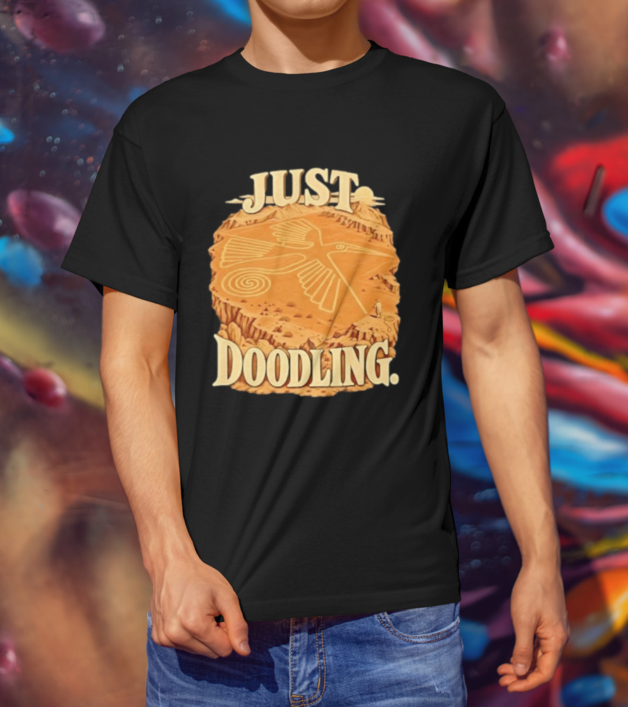 Just Doodling Nazca Lines Hummingbird Desert Landscape T-Shirt