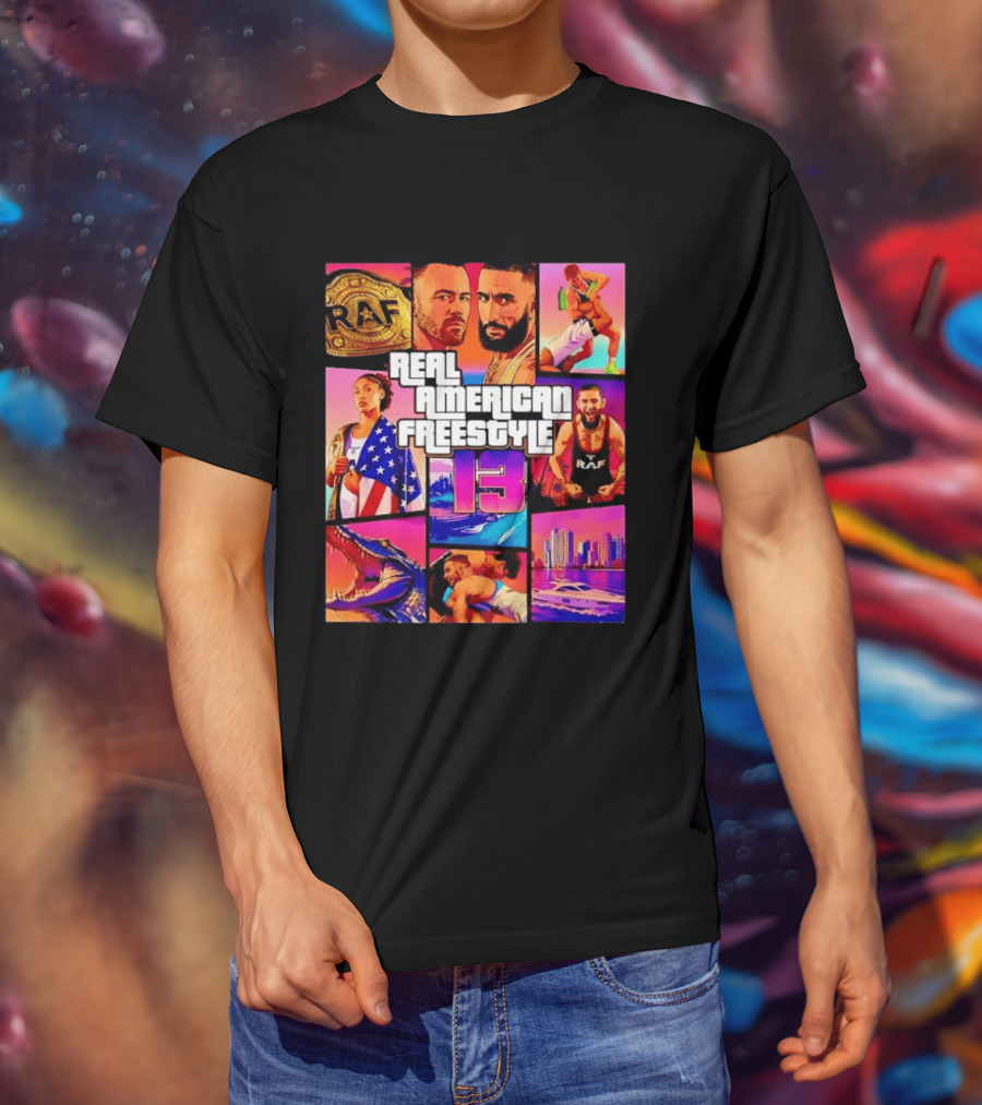 Real American Freestyle 13 Wrestling RAF Alligator Miami Scene T-Shirt