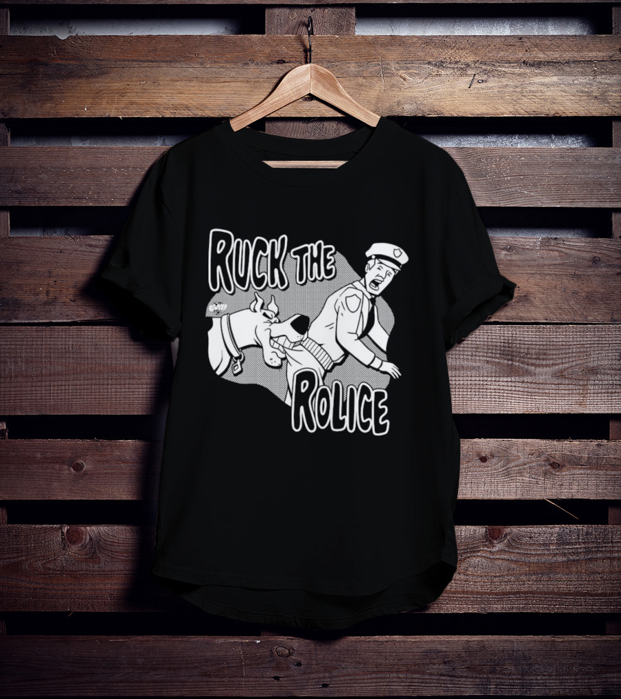Ruck The Rolice Cartoon Dog Satire Pop Culture Police Officer And Dog T-Shirt