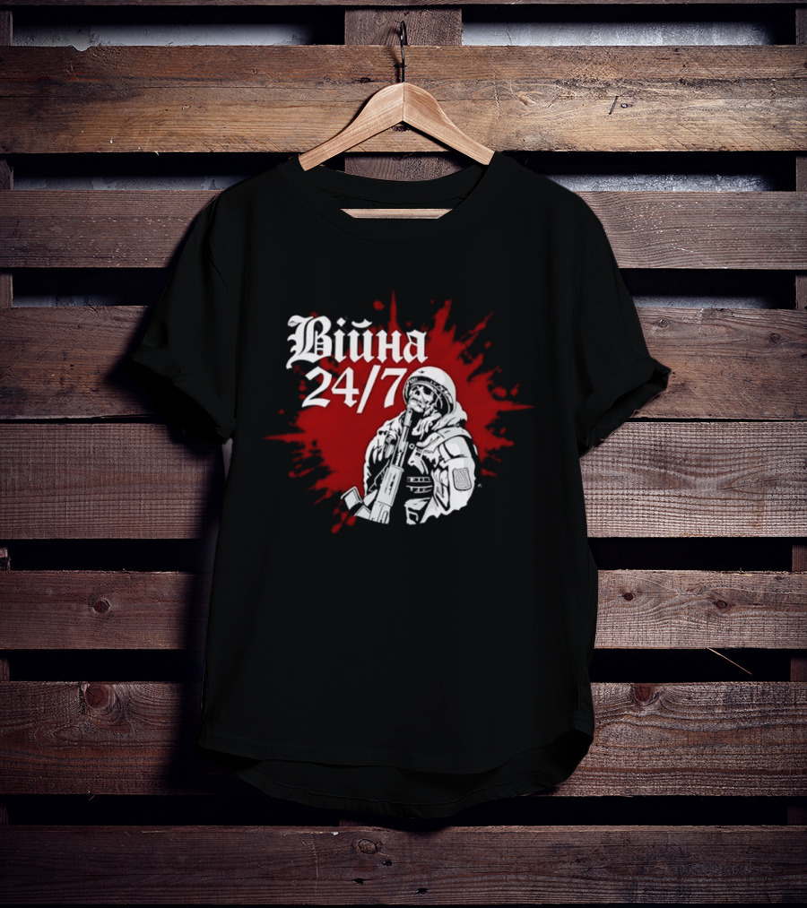 Війна 24/7 Skeleton Soldier Military Red Splatter T-Shirt