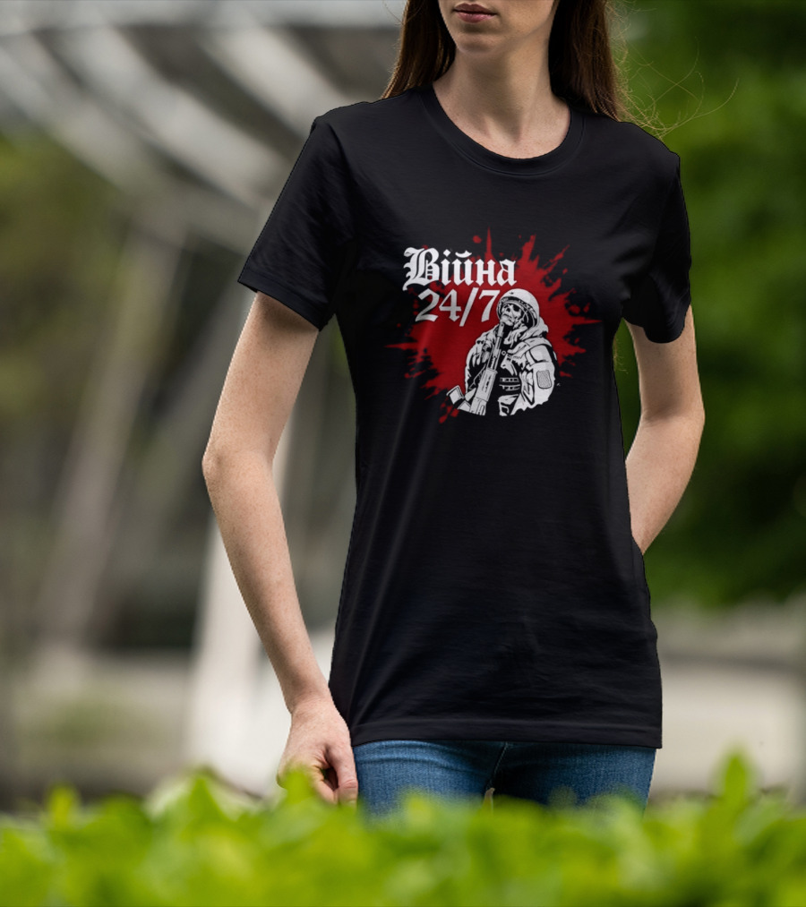 Війна 24/7 Skeleton Soldier Military Red Splatter T-Shirt