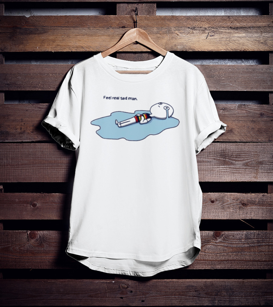 Adelaide FC Feel Real Sad Man Crying Lying Down Fan Humor T-Shirt