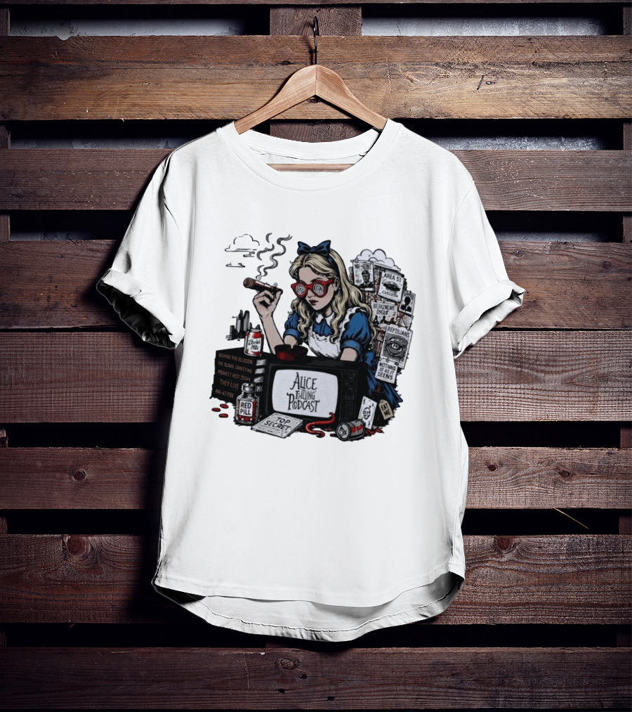 Alice Falling Podcast Conspiracy Theory Red Pill Top Secret Area 51 Reptilians Seeing Is Believing T-Shirt