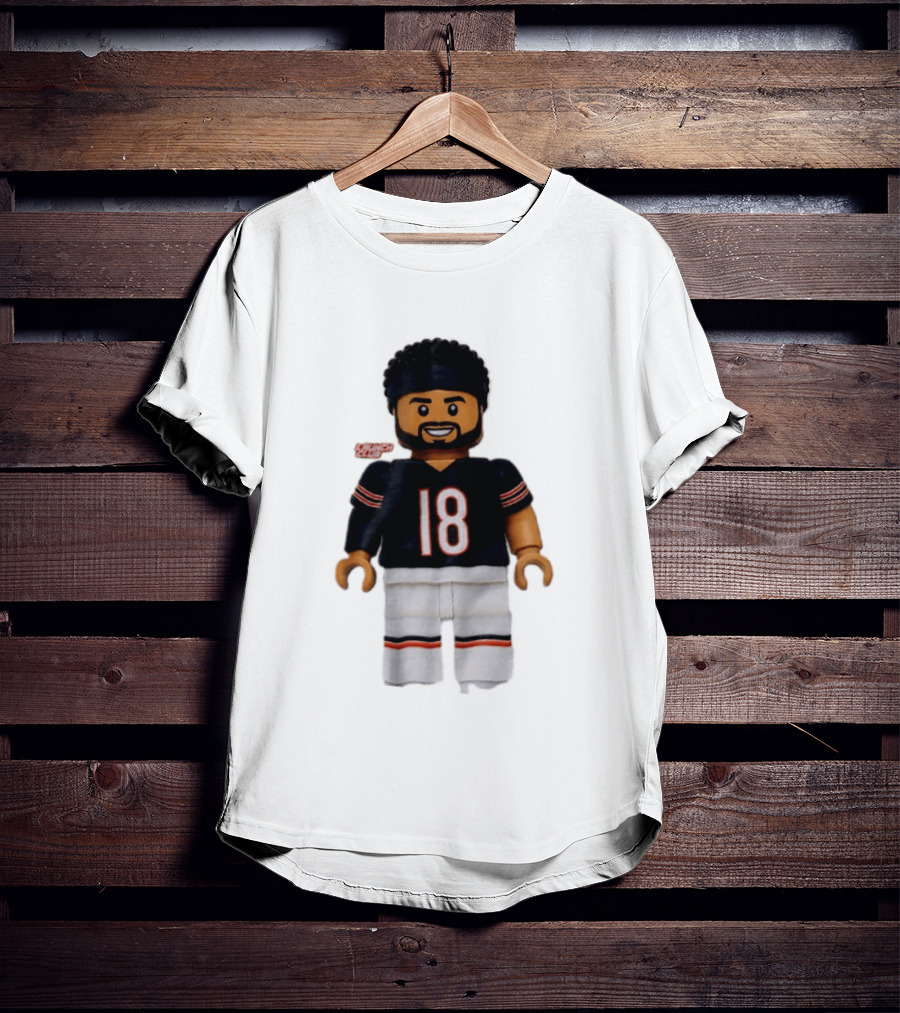 Chicago Bears Quarterback Caleb Williams 18 Lego Minifigure T-Shirt