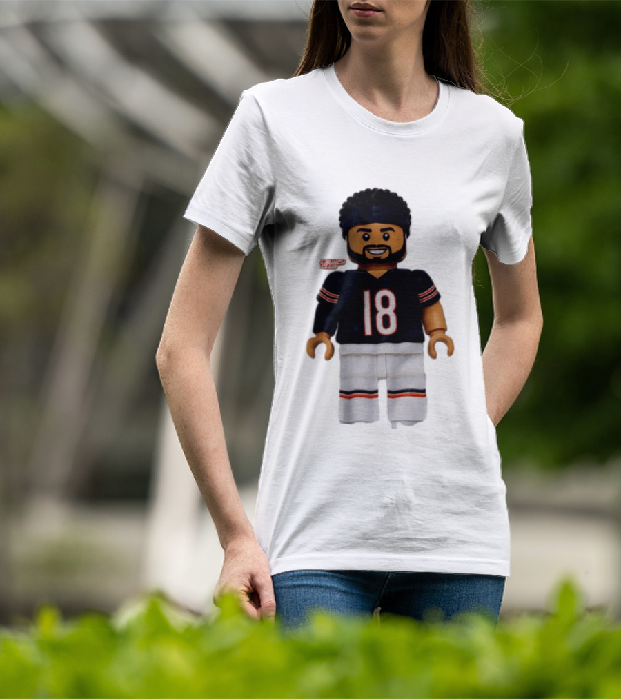 Chicago Bears Quarterback Caleb Williams 18 Lego Minifigure T-Shirt