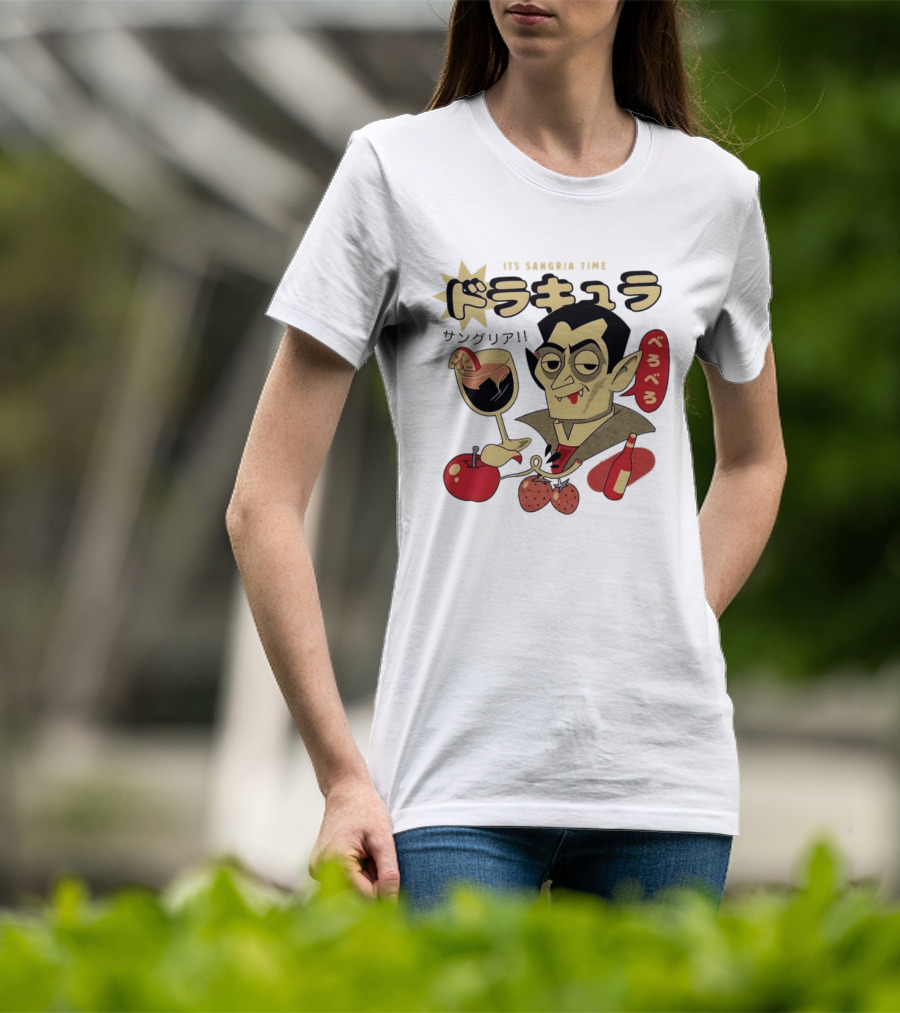 Dracula It's Sangria Time Japanese Vampire Bero Bero Retro Drink T-Shirt