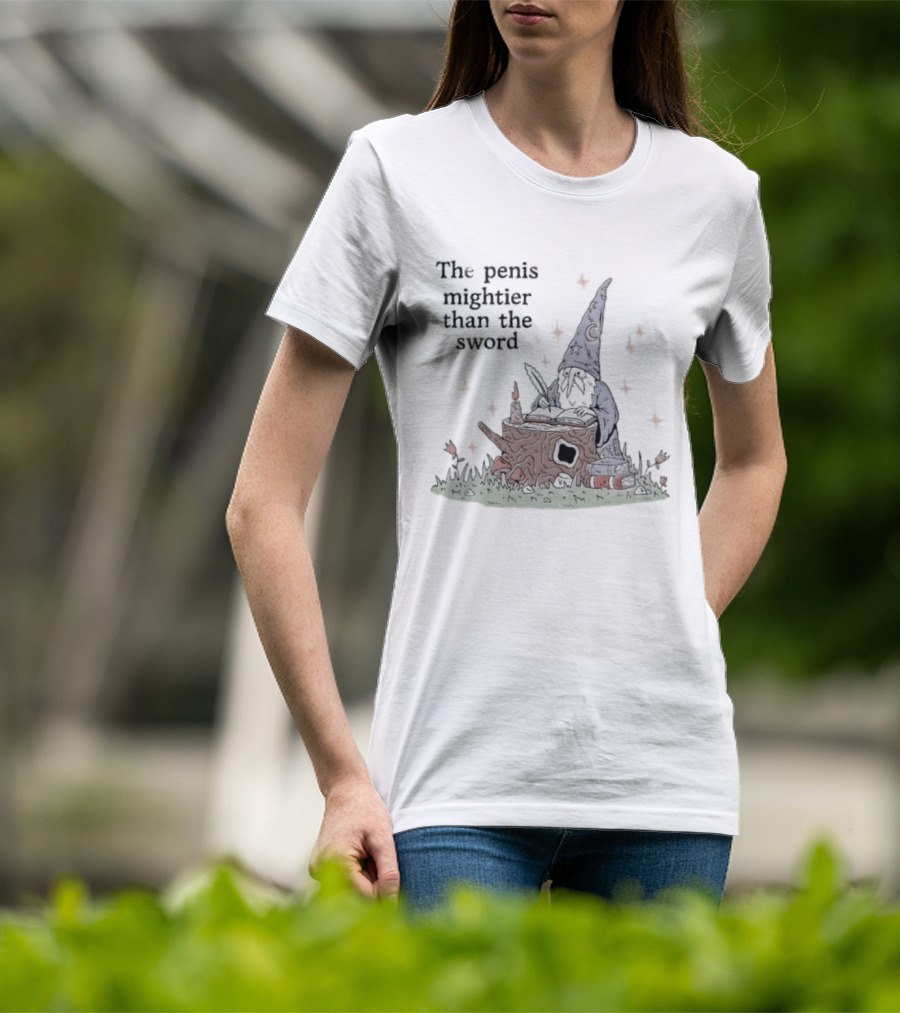 The Penis Mightier Than The Sword Wizard Hat Fantasy Scene T-Shirt