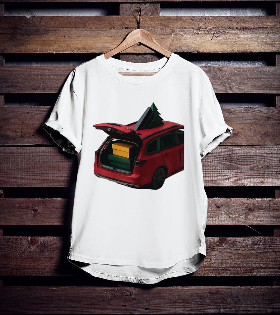 Most Likely To Pack The Car Festive Holiday Travel Scene With Christmas Tree And Gifts T-Shirt
