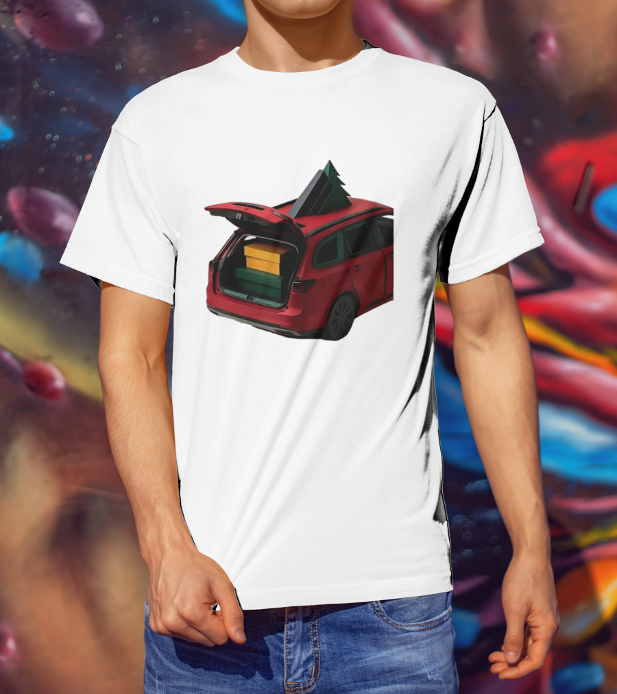 Most Likely To Pack The Car Festive Holiday Travel Scene With Christmas Tree And Gifts T-Shirt