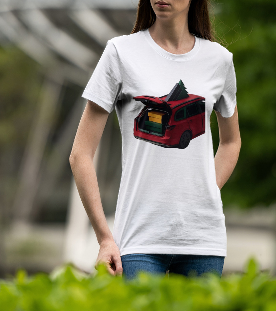 Most Likely To Pack The Car Festive Holiday Travel Scene With Christmas Tree And Gifts T-Shirt