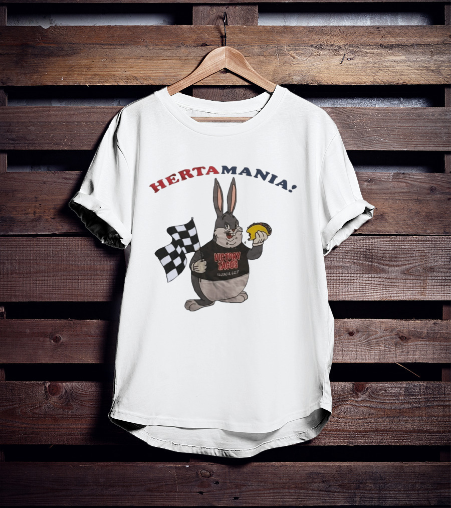Hertamania Victory Tacos Valencia Calif Big Chungus Checkered Flag T-Shirt