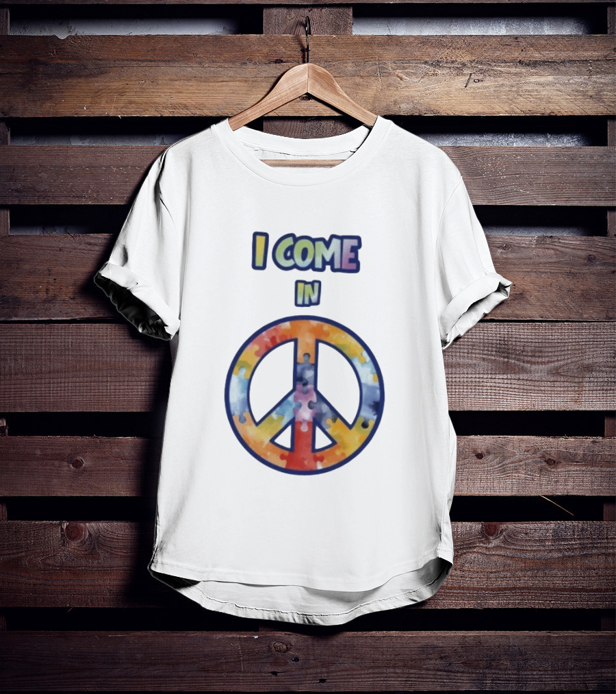 I Come In Peace Puzzle Piece Autism Awareness T-Shirt