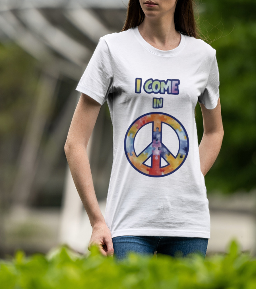 I Come In Peace Puzzle Piece Autism Awareness T-Shirt