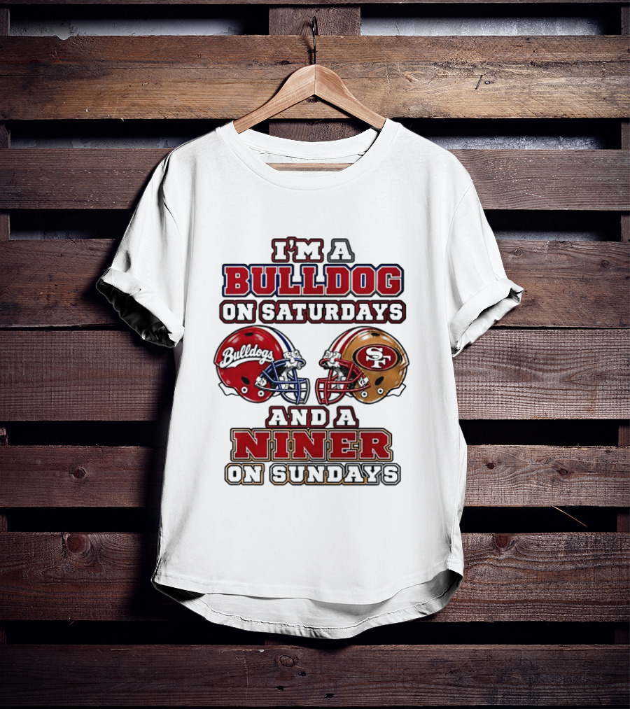 I'm A Bulldog On Saturdays And A Niner On Sundays Football Helmets T-Shirt