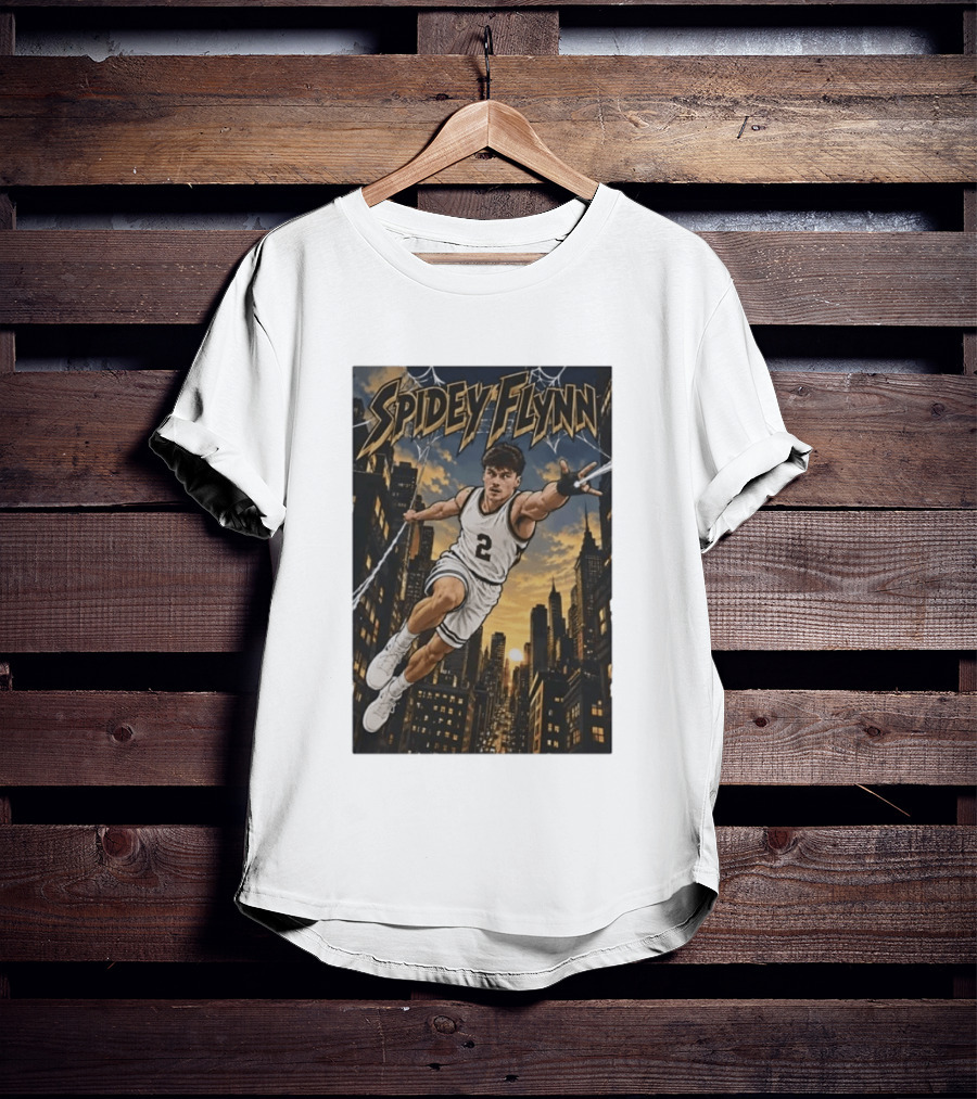 Spidey Flynn Basketball Superhero City Skyline Action T-Shirt