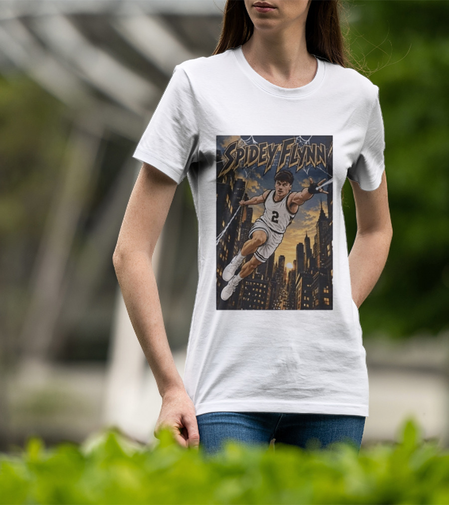 Spidey Flynn Basketball Superhero City Skyline Action T-Shirt