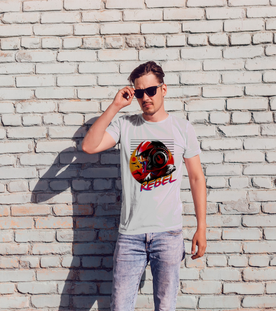 Star Wars Rebel Pilot Helmet Sunset Sci Fi Rebel T-Shirt