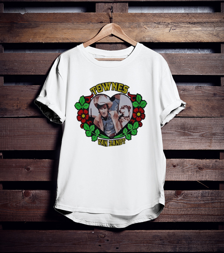 Townes Van Zandt Heart And Flowers Retro Folk T-Shirt