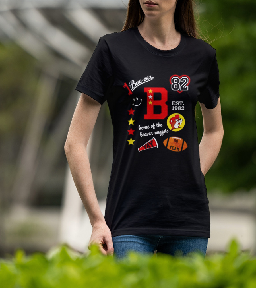 Buc Ee's 82 Est 1982 Home Of The Beaver Nuggets Football Tour T-Shirt