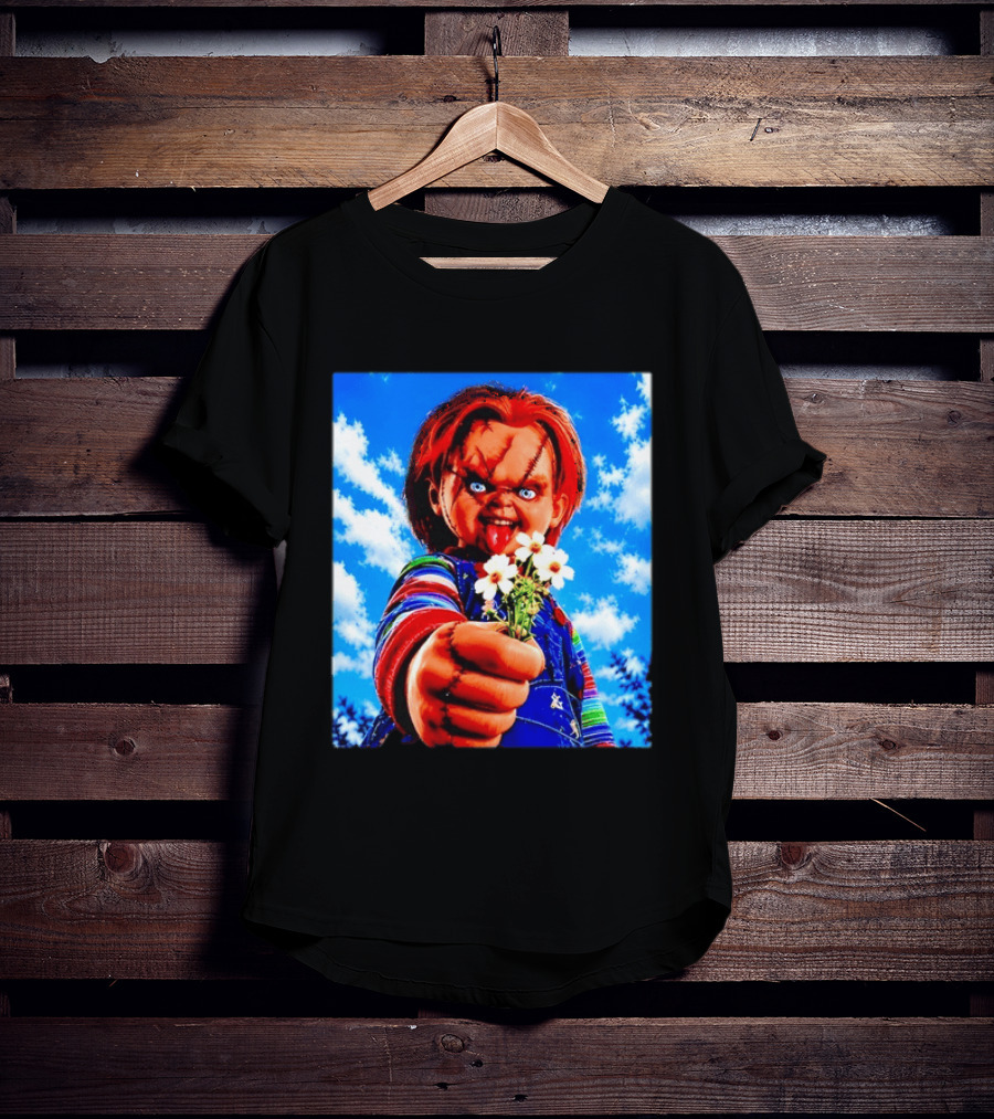 Chucky Child's Play Horror Movie Flowers Gesture T-Shirt