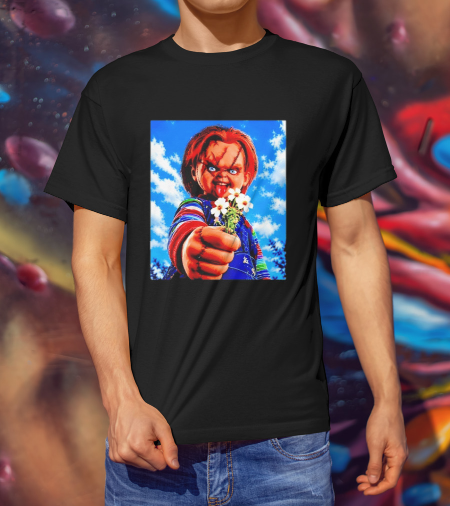Chucky Child's Play Horror Movie Flowers Gesture T-Shirt