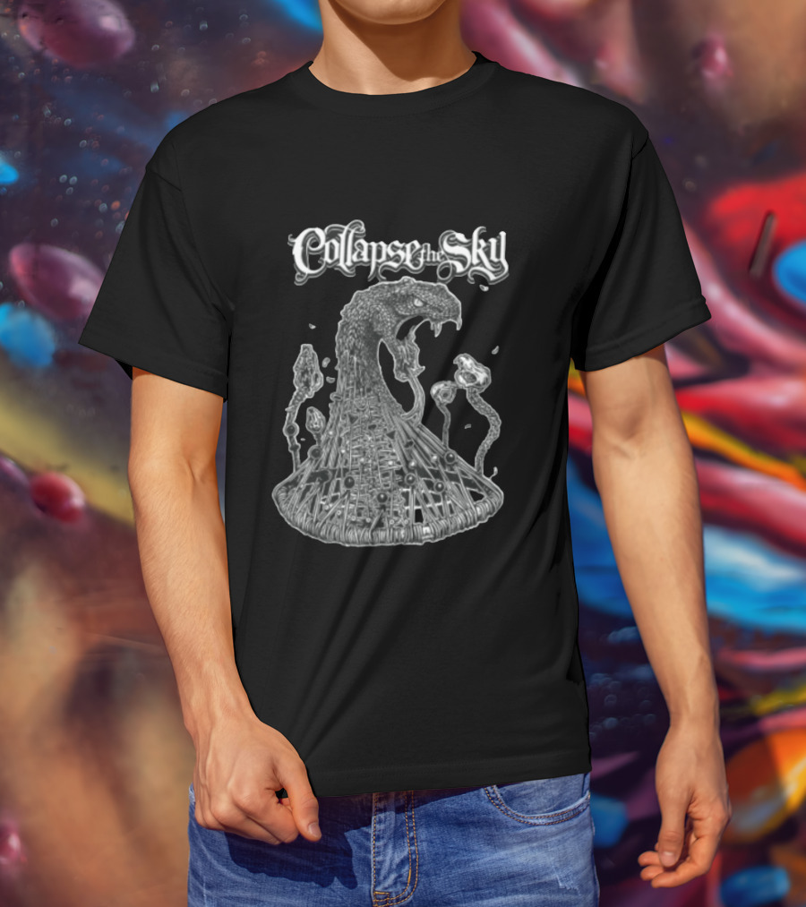Collapse The Sky Monstrous Serpent Cage Skulls Line T-Shirt