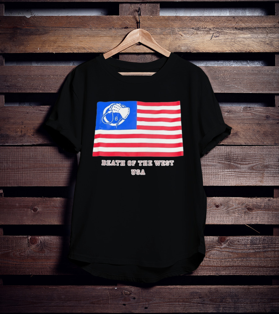 Death Of The West USA Flag Hockey Mask And Crossbones 6 T-Shirt