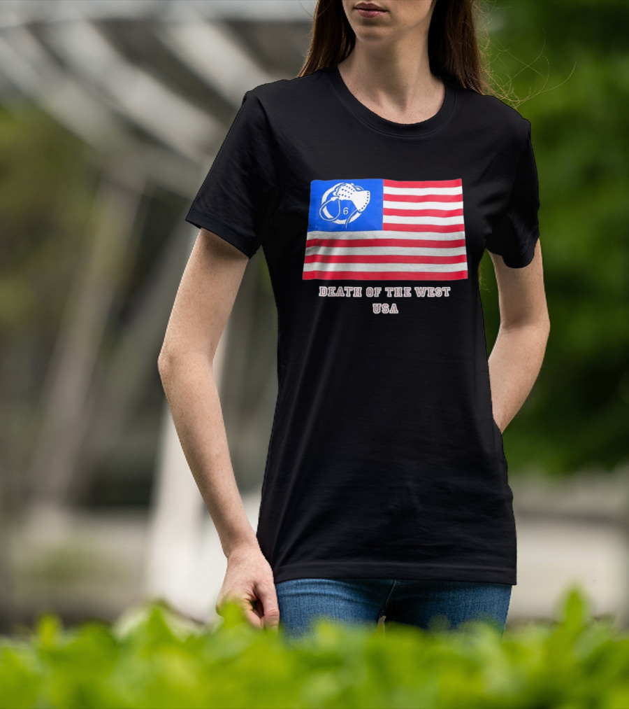 Death Of The West USA Flag Hockey Mask And Crossbones 6 T-Shirt