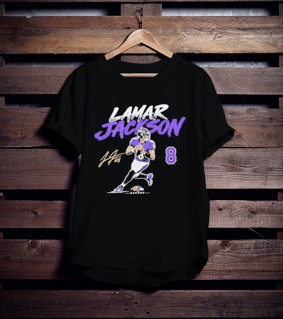 Lamar Jackson 8 Baltimore Ravens Football 2026 T-Shirt