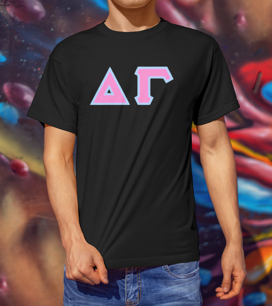 Delta Gamma Sorority Greek Letters Pink And Blue T-Shirt