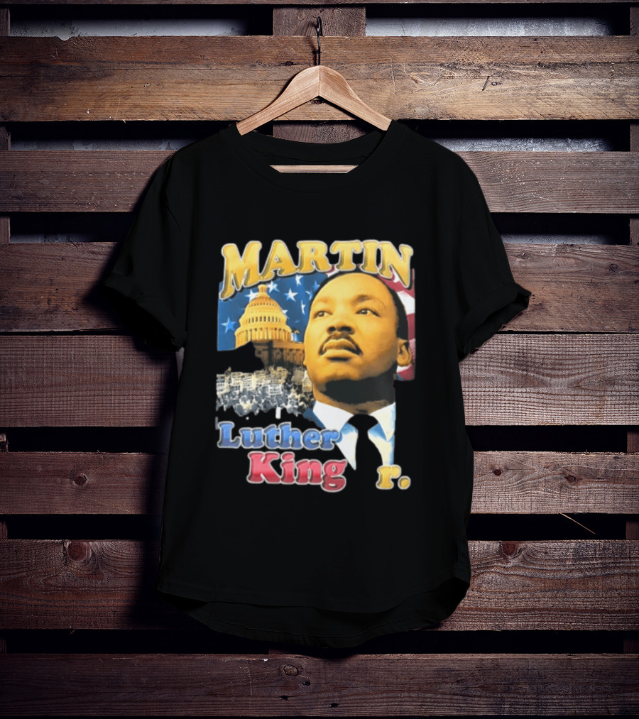 Martin Luther King Jr US Capitol American Flag Civil Rights March T-Shirt
