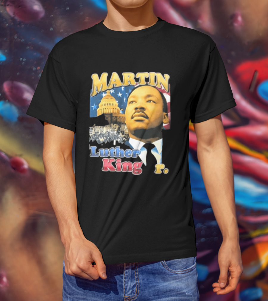 Martin Luther King Jr US Capitol American Flag Civil Rights March T-Shirt