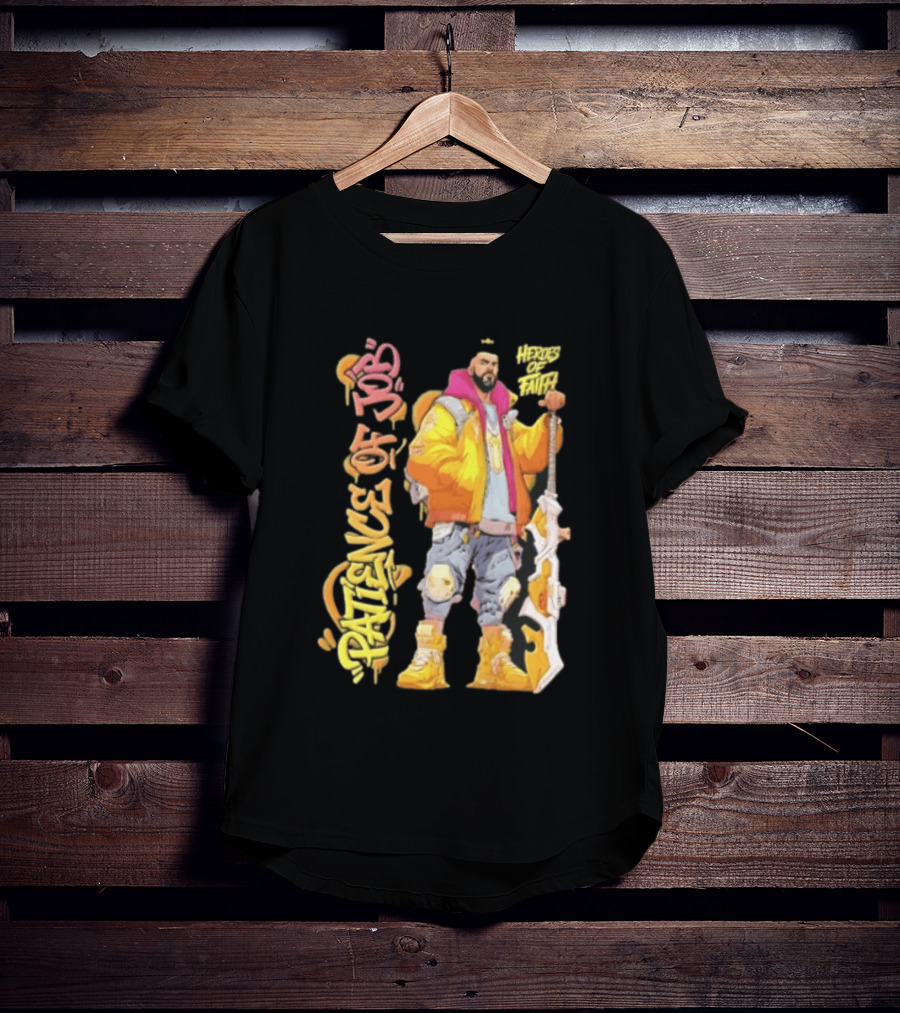 Patience Of Job Heroes Of Faith Bearded Man Sword Cartoon T-Shirt
