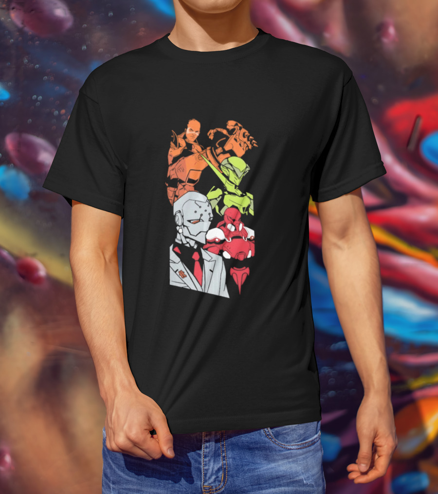 Over Characters Group Sigma Genji Reinhardt Colorful T-Shirt