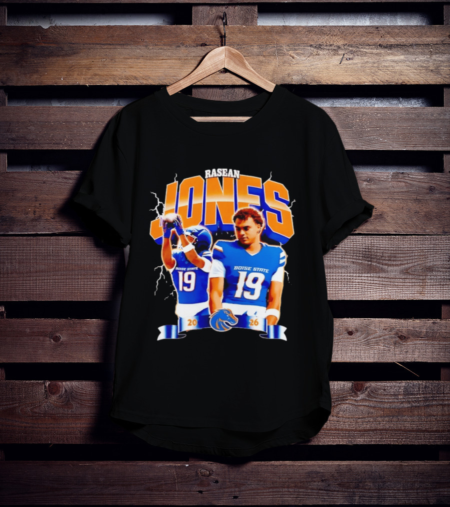 Rasean Jones Boise State Football 2026 Electric Blue Broncos T-Shirt