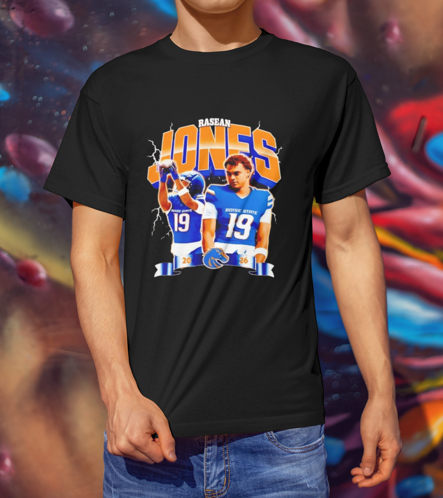 Rasean Jones Boise State Football 2026 Electric Blue Broncos T-Shirt