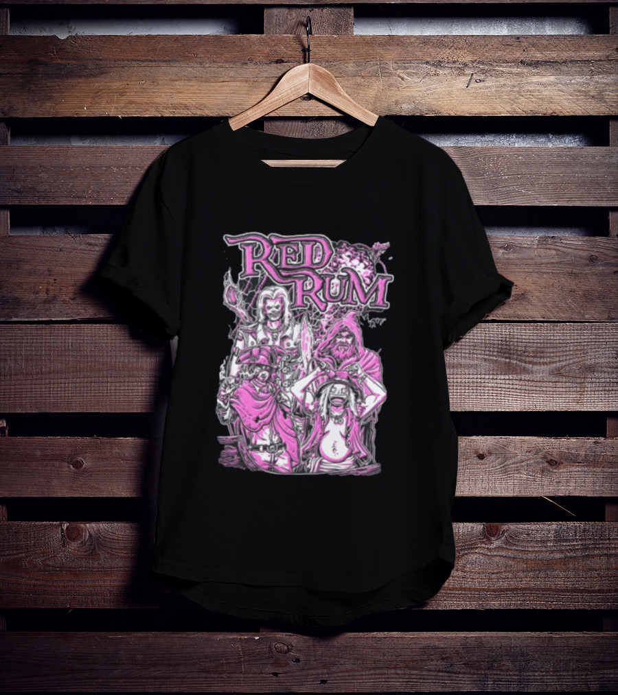 Red Rum Pink Pirate Crew Captain Hooded Wizard Comic Line T-Shirt
