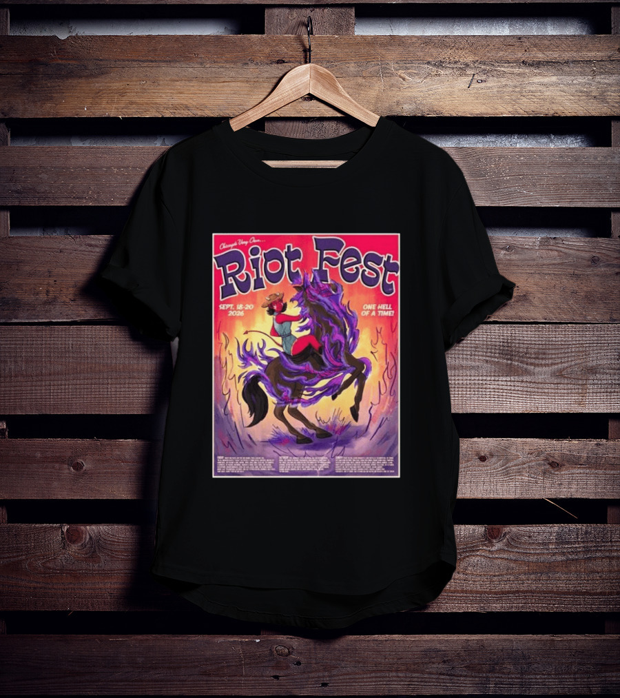 Chicago Douglass Park Riot Fest 2026 Devil Cowgirl Artwork September 18 20 One Hell Of A Time T-Shirt
