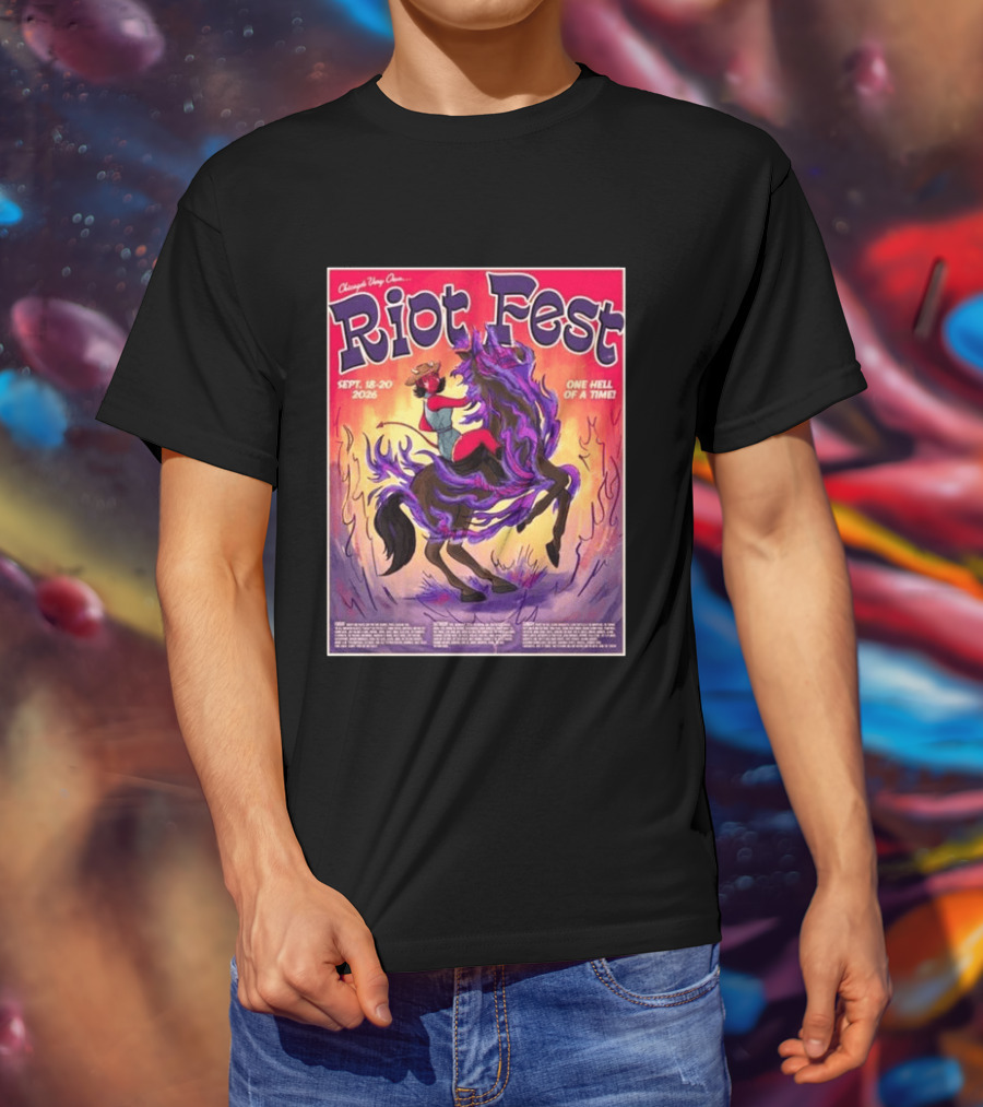 Chicago Douglass Park Riot Fest 2026 Devil Cowgirl Artwork September 18 20 One Hell Of A Time T-Shirt