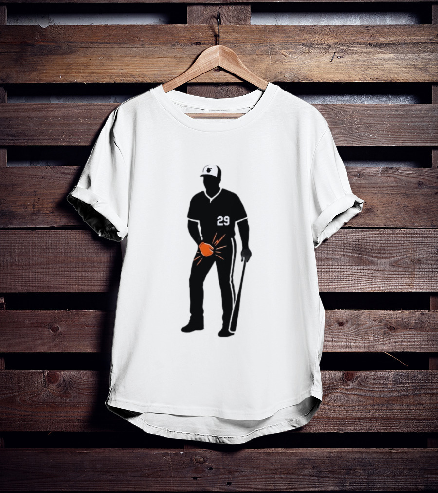 Baltimore Orioles 29 Baseball Player Jersey Black And Orange Glove T-Shirt