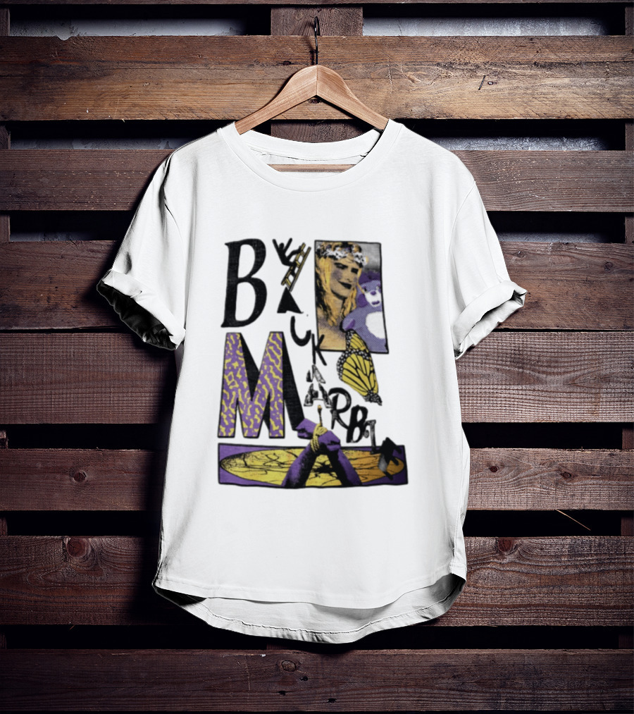 Black Marble Butterfly Tied Hands Woman Ladder T-Shirt