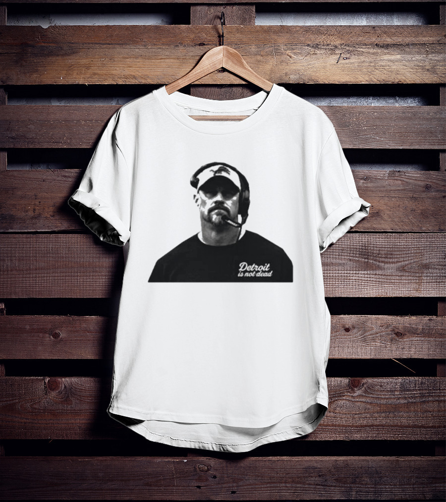 Dan Campbell 2026 Detroit Is Not Dead Headset Coach Monochrome Detroit Football T-Shirt