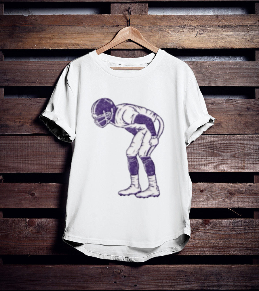 Distressed Purple American Football Player Resting Pose Vintage Look T-Shirt